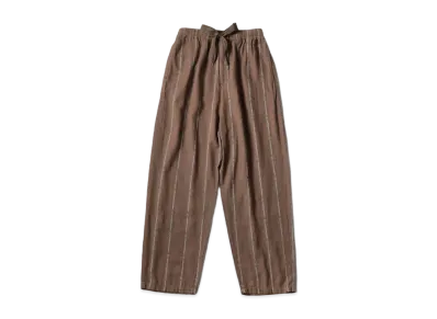 KAPITAL Cotton Linen Siamese Stripes Easy Pants "Brown Beige"