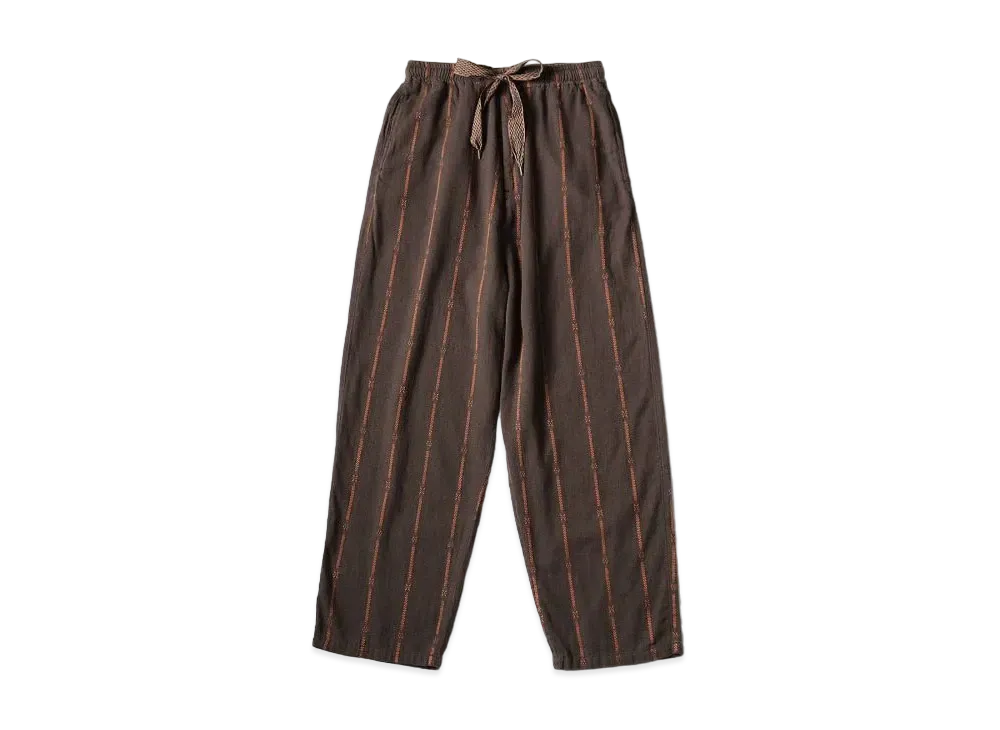 KAPITAL Cotton Linen Siamese Stripes Easy Pants "Dark Brown"