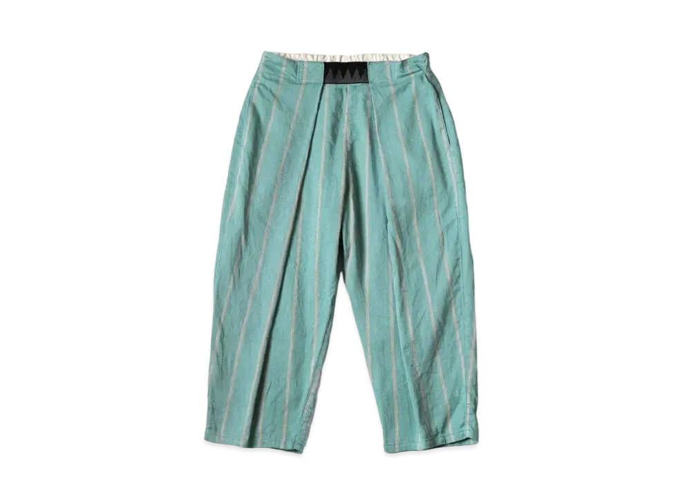 KAPITAL Linen Phillies Stripes Easy Beach Pants "Turquoise"