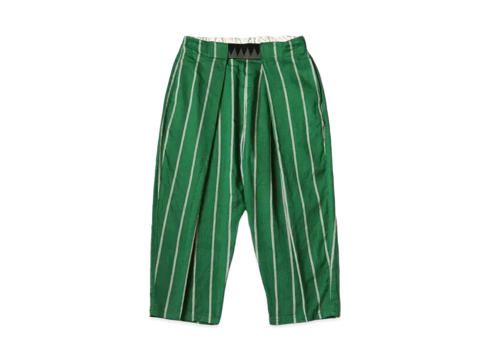KAPITAL Linen Phillies Stripes Easy Beach Pants "Green"