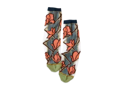 KAPITAL 200 Magnolia See Through Socks "Navy"