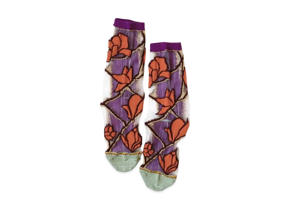KAPITAL 200 Magnolia See Through Socks "Purple"