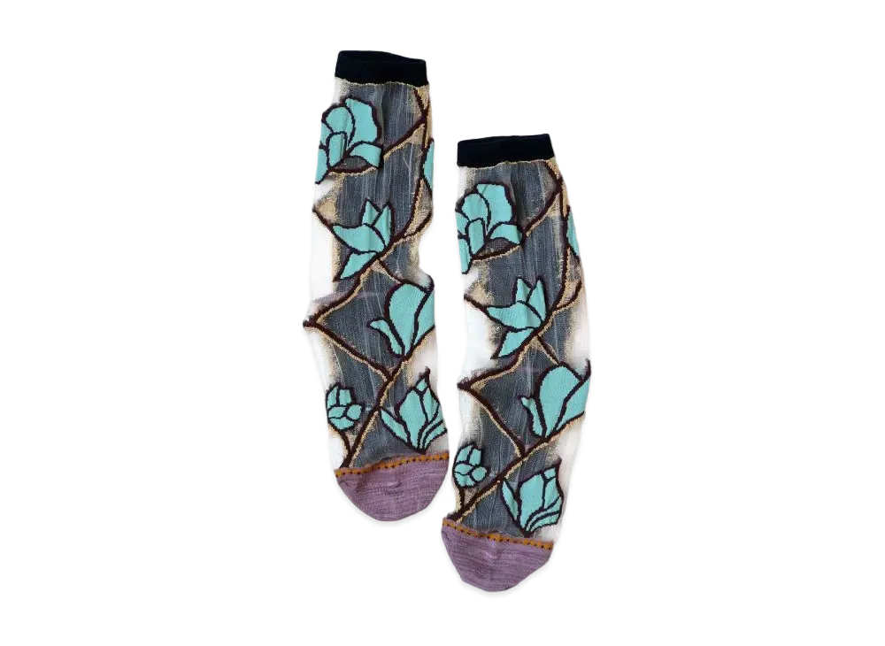 KAPITAL 200 Magnolia See Through Socks "Black"