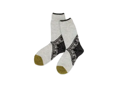 KAPITAL 96 Heel Paisley Bandanna Socks "Black"