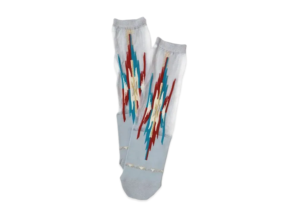 KAPITAL 200 Ortegany See Through Socks "Grey Red"