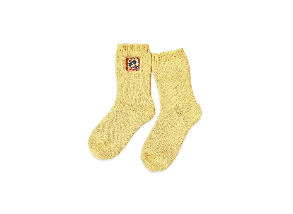 KAPITAL 56 Cookie Embroidery Socks "Yellow"