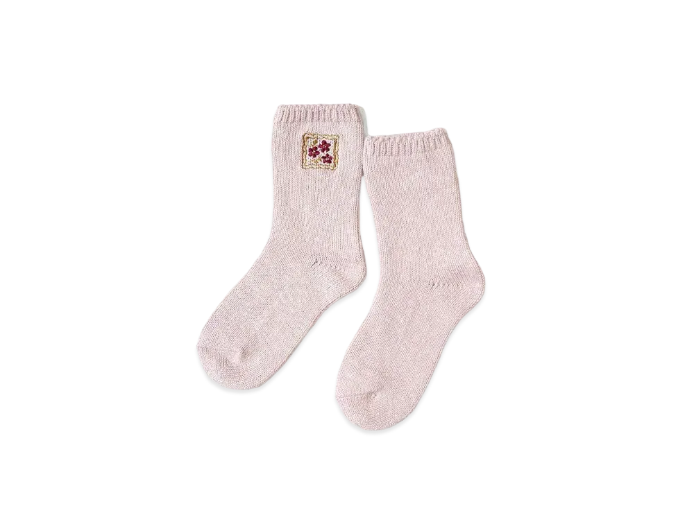 KAPITAL 56 Cookie Embroidery Socks "Pink"