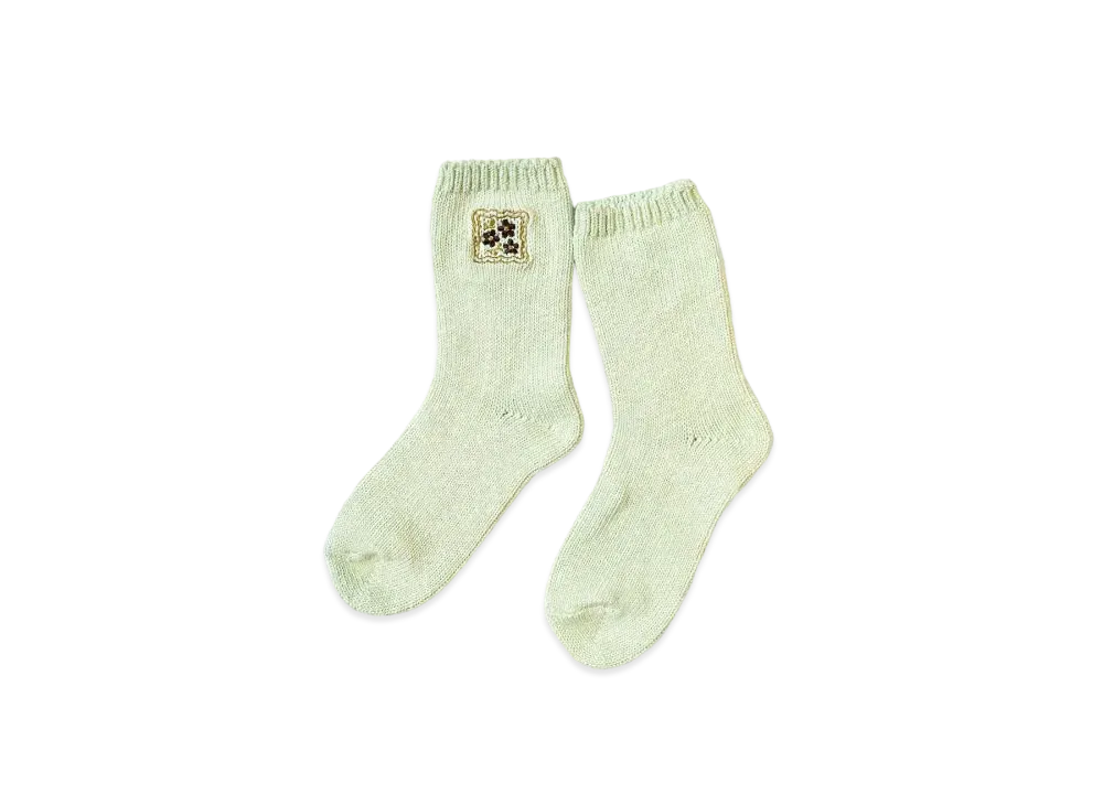 KAPITAL 56 Cookie Embroidery Socks "Light Green"