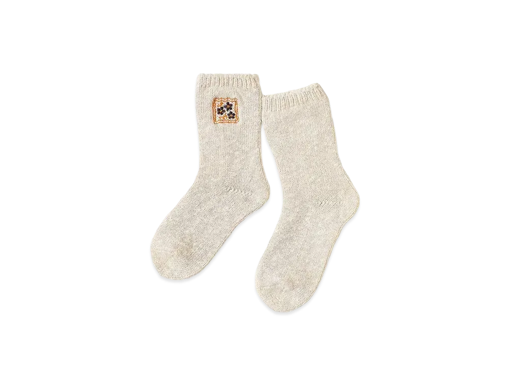 KAPITAL 56 Cookie Embroidery Socks "Ivory"