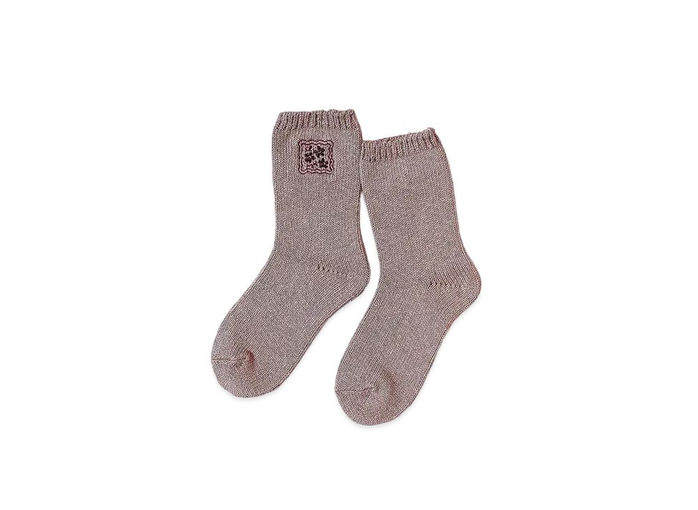 KAPITAL 56 Cookie Embroidery Socks "Beige"