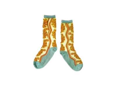 KAPITAL 200 Mulan Quilt See Through Socks "Yellow"