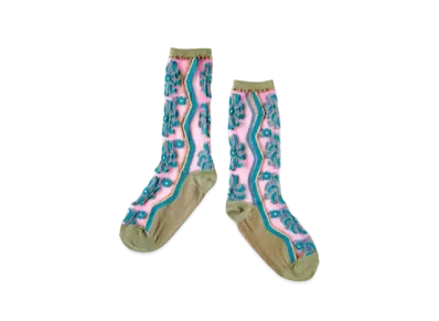 KAPITAL 200 Mulan Quilt See Through Socks "Pink"