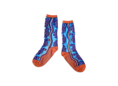 KAPITAL 200 Mulan Quilt See Through Socks "Blue"