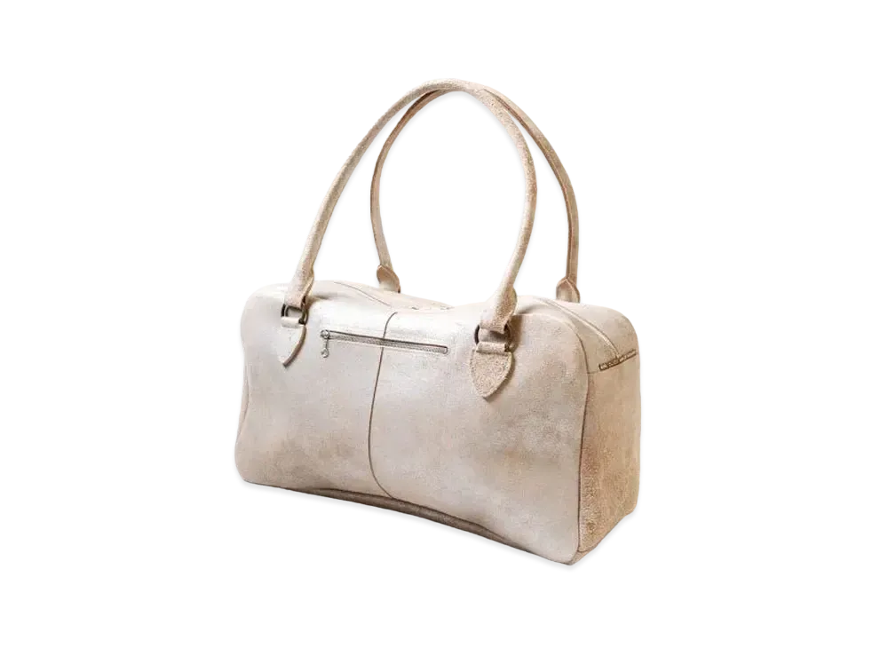 KAPITAL Crack Leather Fargo Bag "Silver"