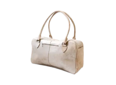 KAPITAL Crack Leather Fargo Bag "Silver"