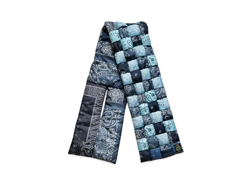 KAPITAL Bandanna Transcription Nylon Weaving Muffler "Navy"