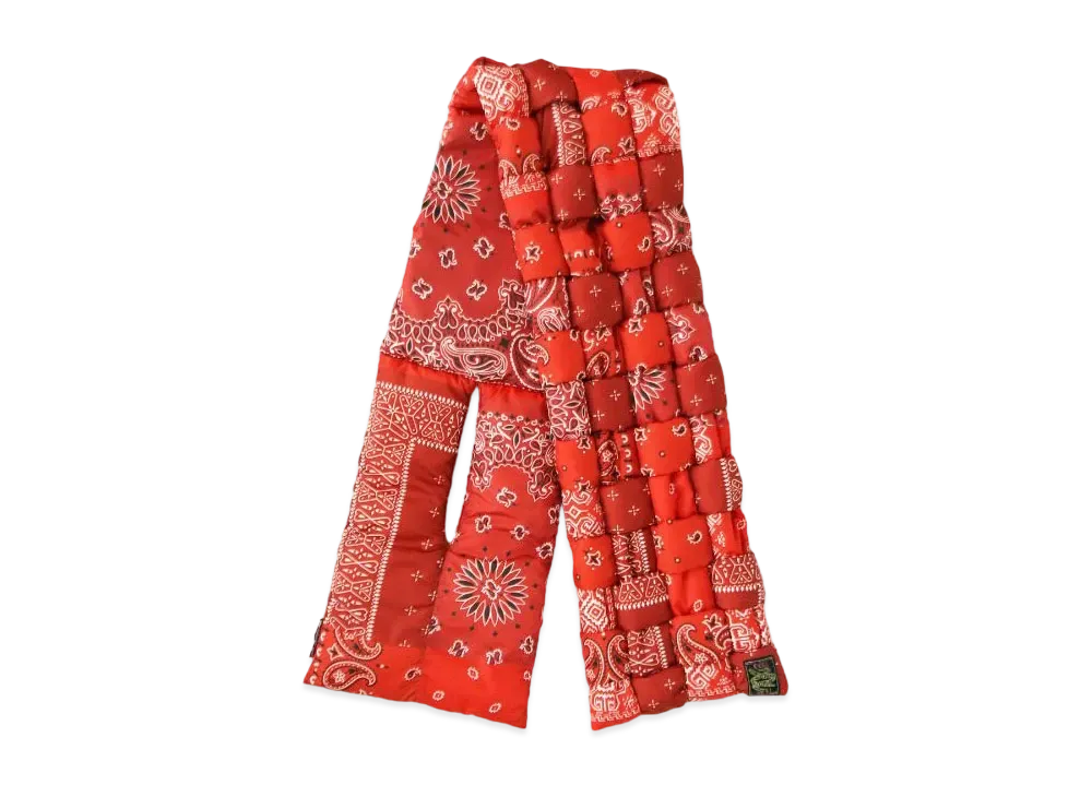 KAPITAL Bandanna Transcription Nylon Weaving Muffler "Red"