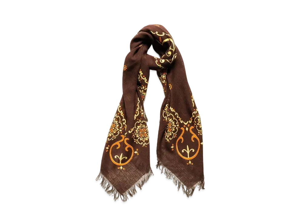 KAPITAL Hemp Rayon Fringe Stall "Brown"