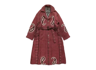 KAPITAL Rug Paisley Linen Wool Drag Coat "Red"