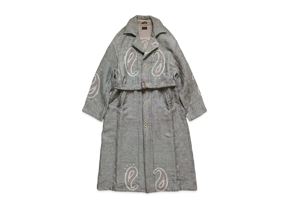 KAPITAL Rug Paisley Linen Wool Drag Coat "Kinari"