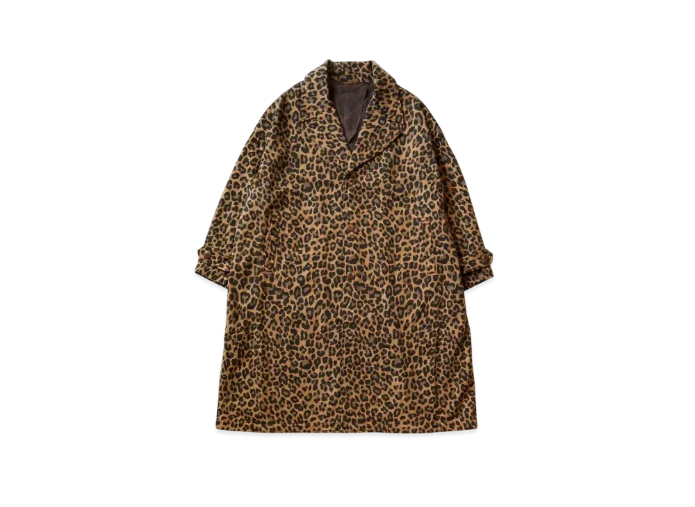 KAPITAL Twill Aging Wool Leopard Cavalier Coat "Brown"
