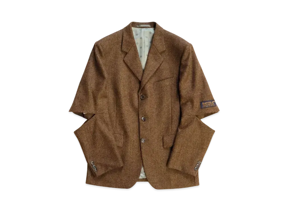 KAPITAL Herin Bon Tweed Cut Out Elbow Jacket "Gold"