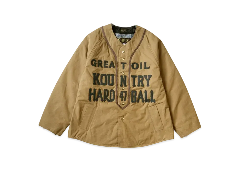 KAPITAL Cotton Weather Oil Coating Baseball Blouson "Beige"