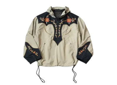 KAPITAL Nylon Taffeta 2 Tone Cactus Flower Parker "Beige Black"
