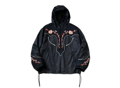 KAPITAL Poly Taffeta Cactus Flower Parker "Black"