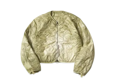 KAPITAL Nylon Quilting Uneven Dyeing Lining Cropped Bolero "Khaki"