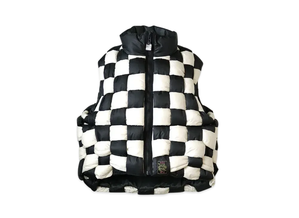 KAPITAL Ripstop Nylon Weaving Vest "Black White"