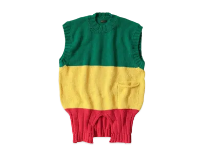 KAPITAL 3G Cotton Knit Raster Vest "Red"