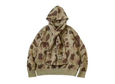 KAPITAL 5G Camouflage Knit Kesa Hood Sweater "Khaki"