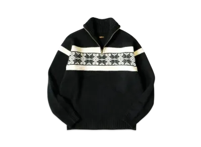 KAPITAL 5G Wool Snow Half Zip Sweater "Black"