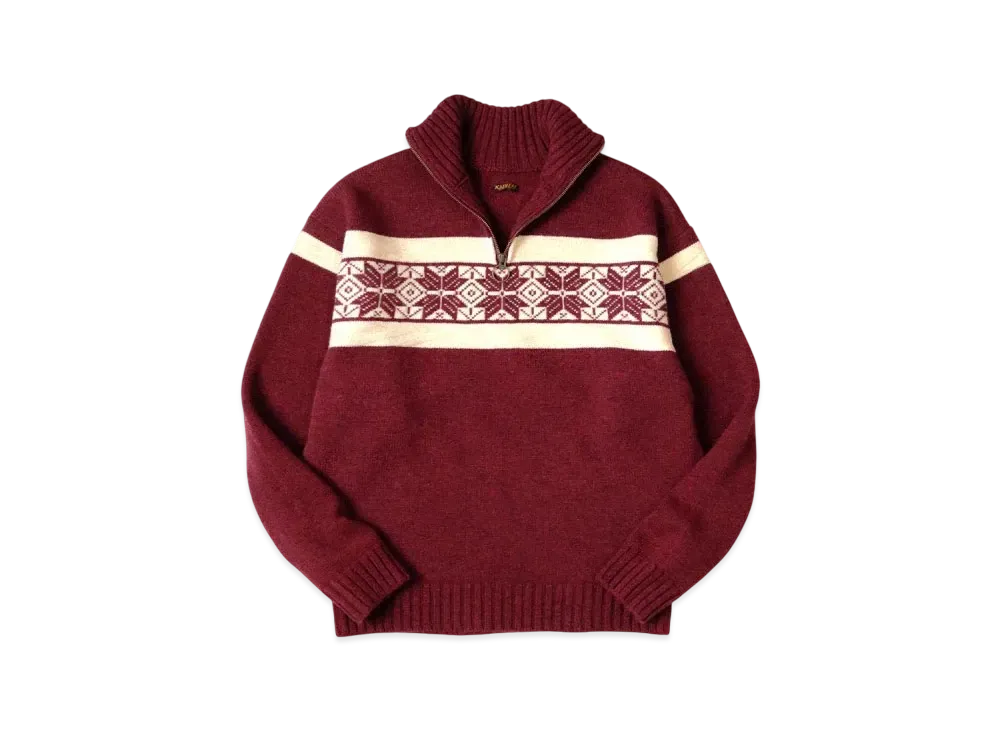 KAPITAL 5G Wool Snow Half Zip Sweater "Wine"