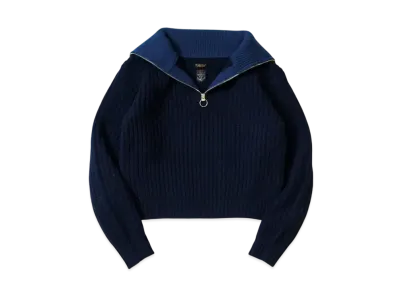 KAPITAL 3G Wool Hem Knitting Zip Up Pullover "Navy"