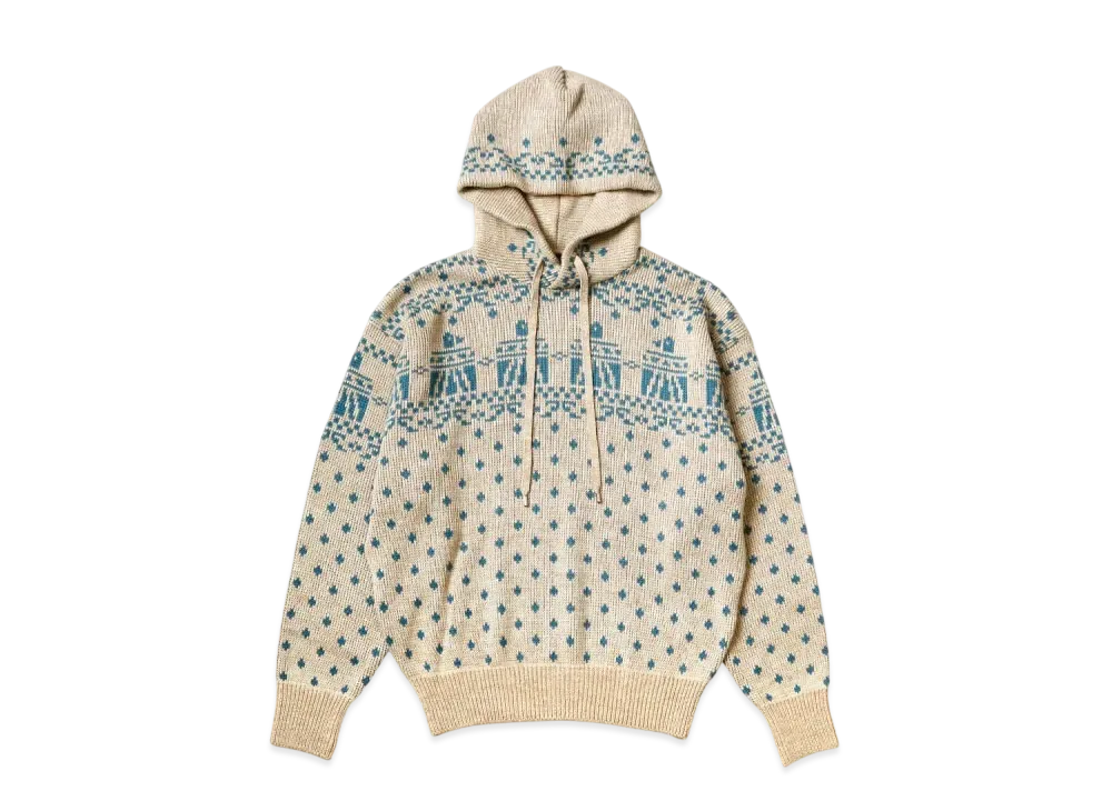 KAPITAL 5G Jacquard Knit Hood Sweater "Sax"