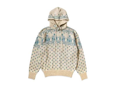 KAPITAL 5G Jacquard Knit Hood Sweater "Sax"