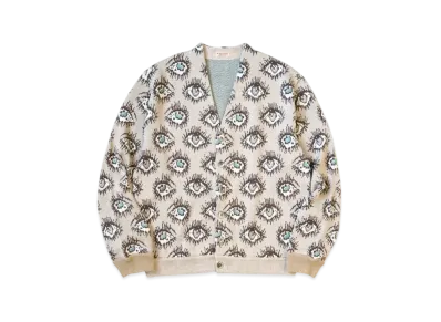 KAPITAL 8G Jacquard Knit Speakeasy Short Cardigan "Beige"