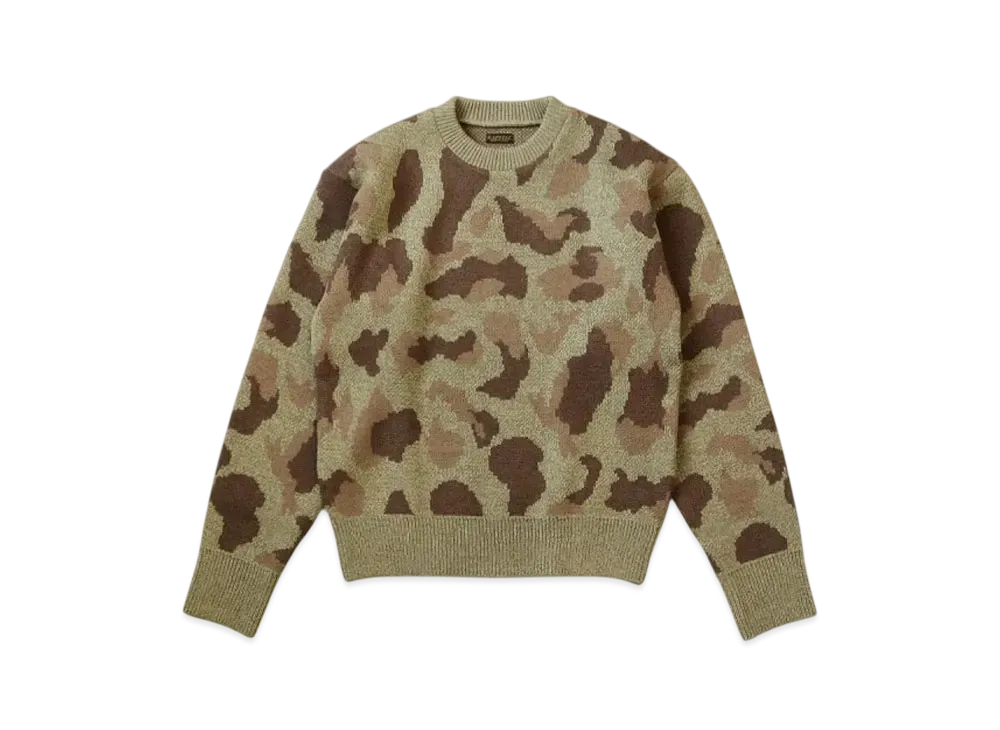 KAPITAL 5G Camouflage Knit Vintage Crew Sweater "Khaki"