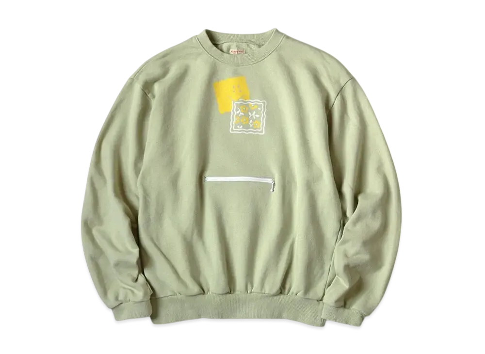 KAPITAL 30/- Fleece Cookie Pocket Crew Sweat "Mint"