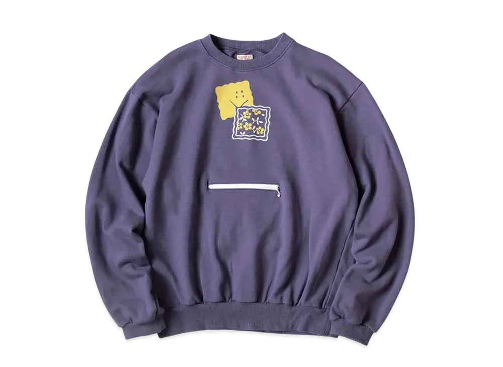 KAPITAL 30/- Fleece Cookie Pocket Crew Sweat "Purple"