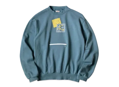 KAPITAL 30/- Fleece Cookie Pocket Crew Sweat "Blue Grey"