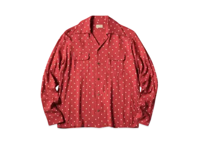 KAPITAL Linen Polka Dots Langle Color Open Collar Shirt "Red"