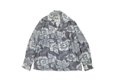 KAPITAL Silk Rayon Anemone Langle Color Open Collar Shirt "Grey Purple"