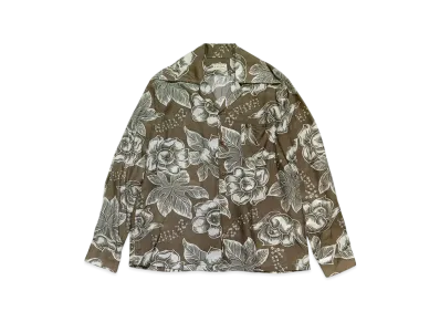 KAPITAL Silk Rayon Anemone Langle Color Open Collar Shirt "Brown"