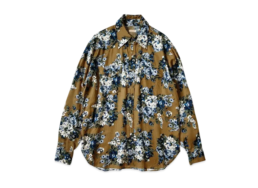 KAPITAL Rayon Twill Dianthus Champetre Husky Western Shirt "Brown Khaki"