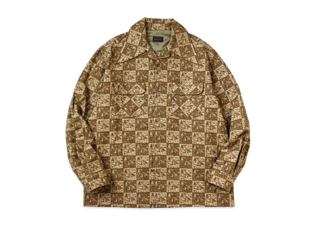 KAPITAL Jacquard Doll Langle Color Border Shirt "Brown"