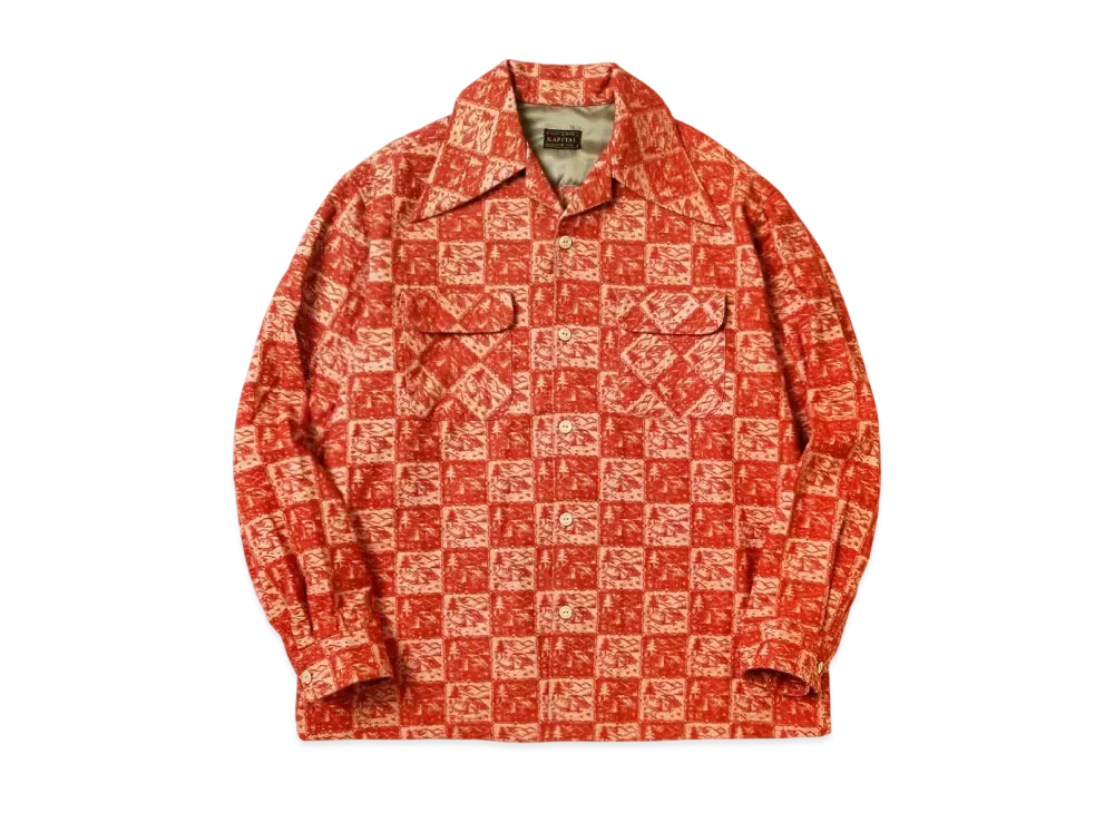 KAPITAL Jacquard Doll Langle Color Border Shirt "Red"
