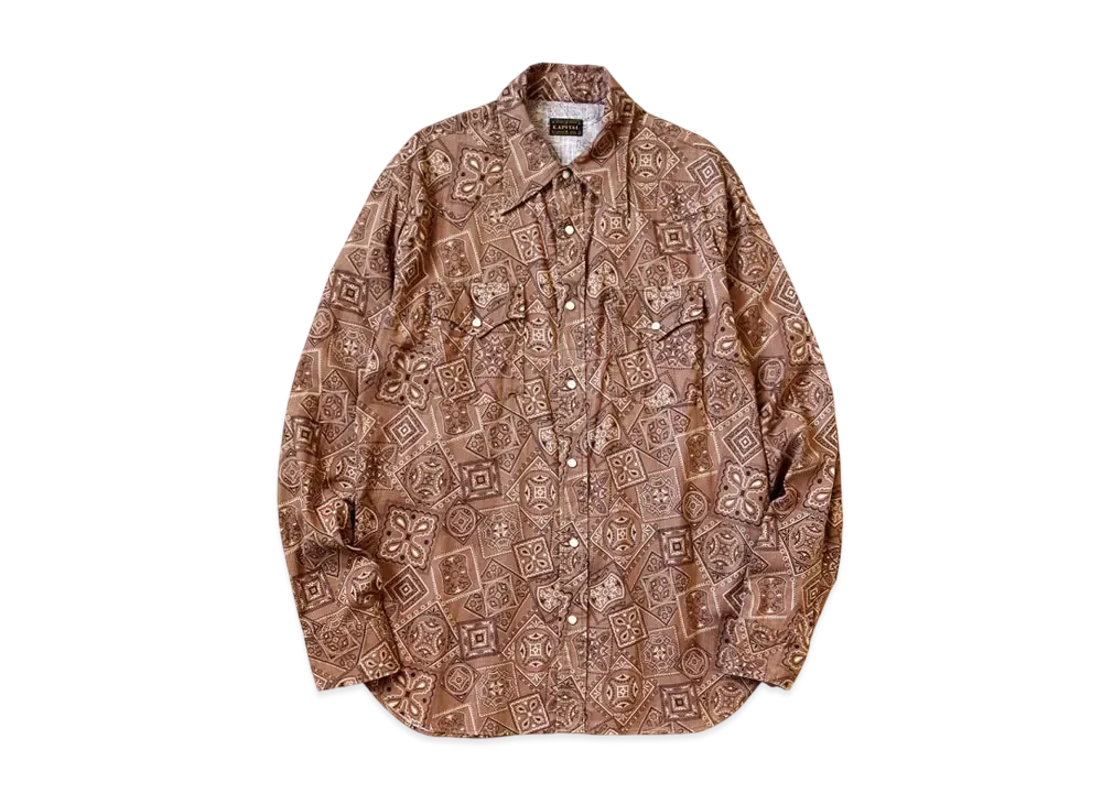 KAPITAL Uneven Sheeting Cookie Bandana Husky Western Shirt "Brown"